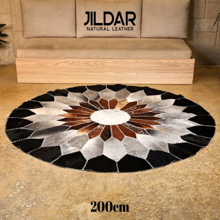 سجاد مدور من الجلد الطبيعي